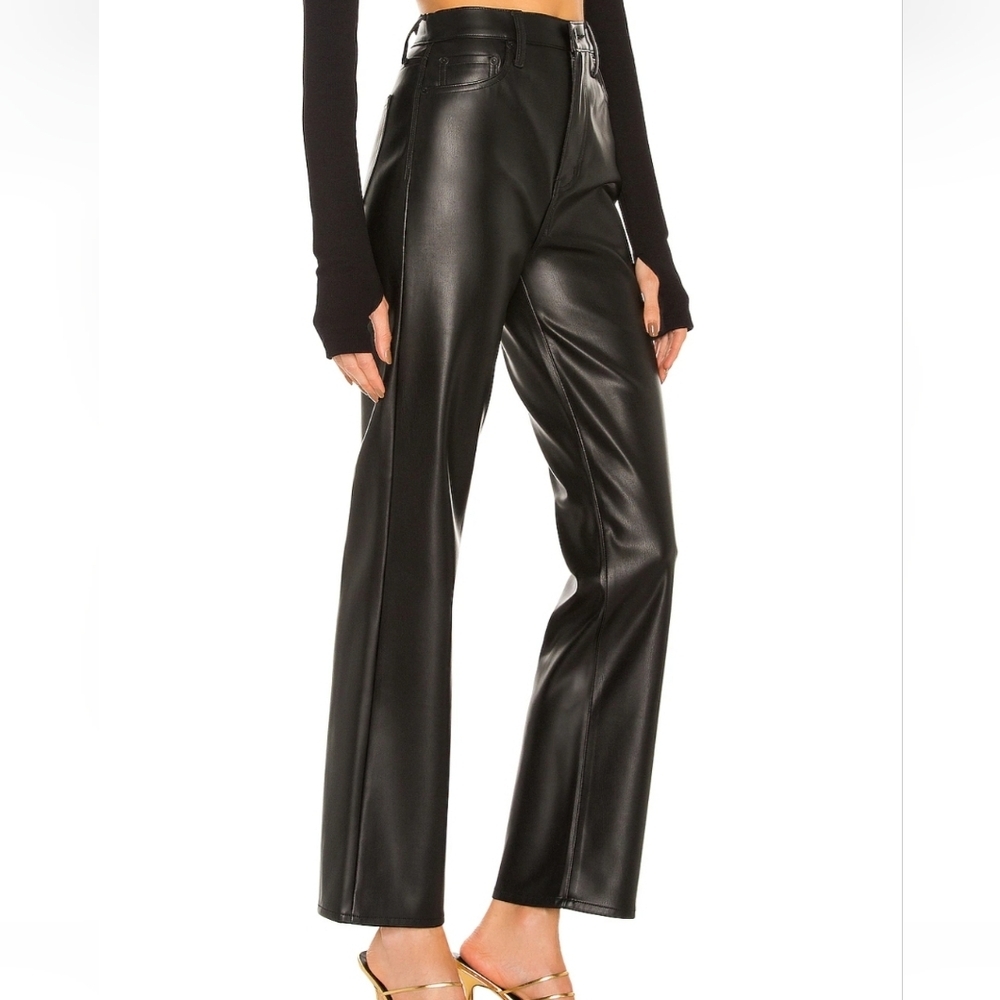 PISTOLA NWT BLACK FAUX LEATHER HIGH RISE STRAIGHT LEG PANTS SZ 28
